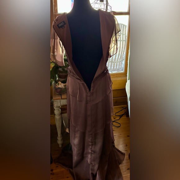 Adrianna Papell Tier Chiffon Petal Ruffle Ruched Rhinestone Evening Gown Sz 4 - Picture 4 of 12